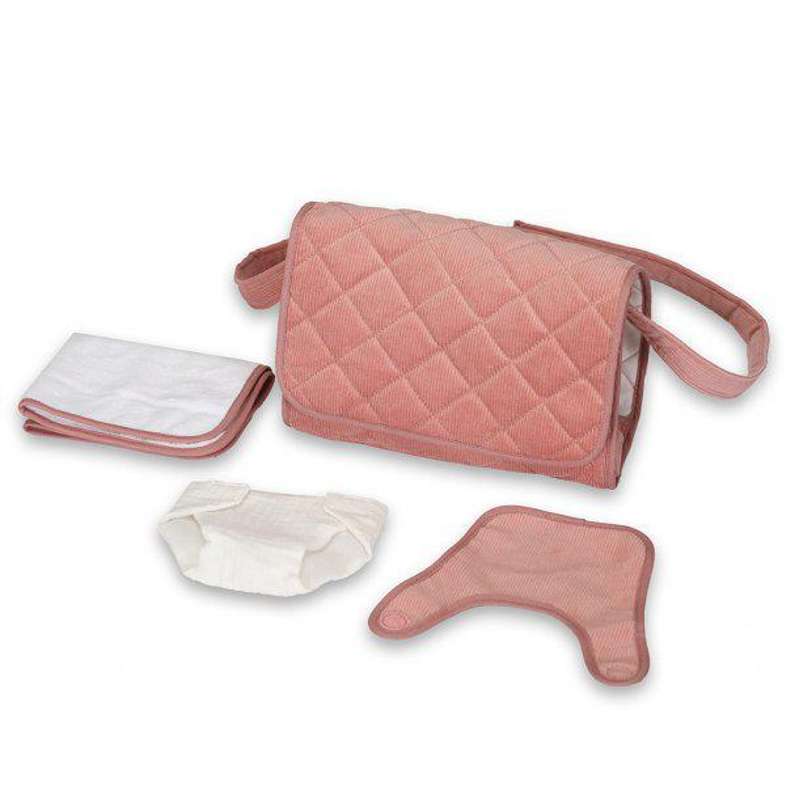 MaMaMeMo Doll Accessories Changing Bag Velvet - Pink
