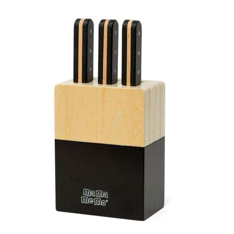 MaMaMeMo Body Food knife block with 3 wooden knives
