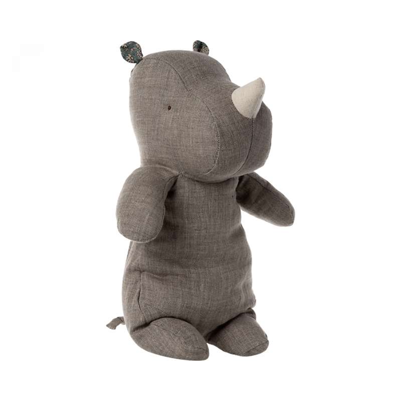 Maileg Safari Friends - Medium Rhino Teddy Bear - Dark Grey (34 cm.)