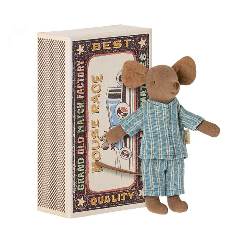 Maileg Big Brother Mouse in Box - Blue Pajamas (13 cm.)