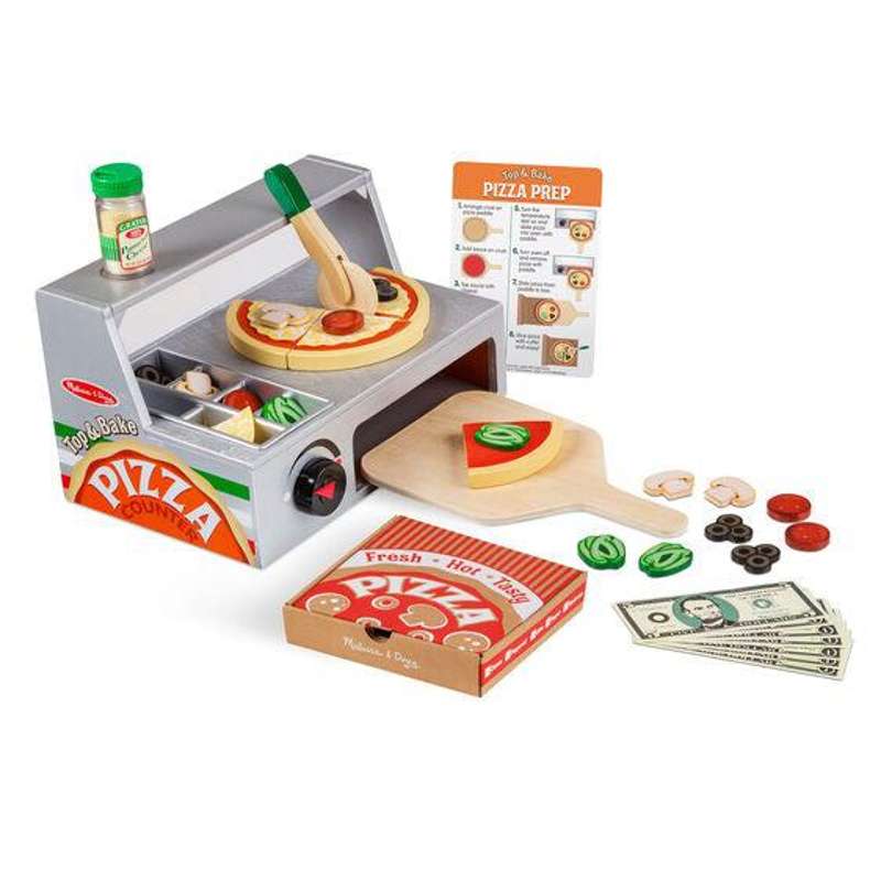 Melissa & Doug Wooden Pizza Shop Playset with Accessories