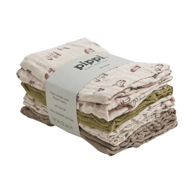 Pippi Cloth Diaper Organic Muslin (8-pack) - Sheer Bliss