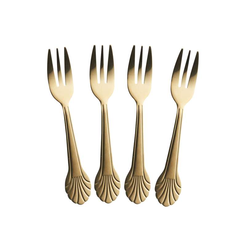 RICE Cake Forks - 4-pack - Stainless Steel - Gold-colored
