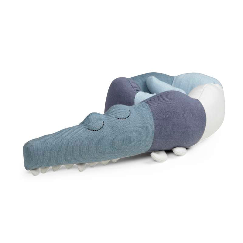 Sebra Knitted mini cushion - Sleepy Croc - powder blue