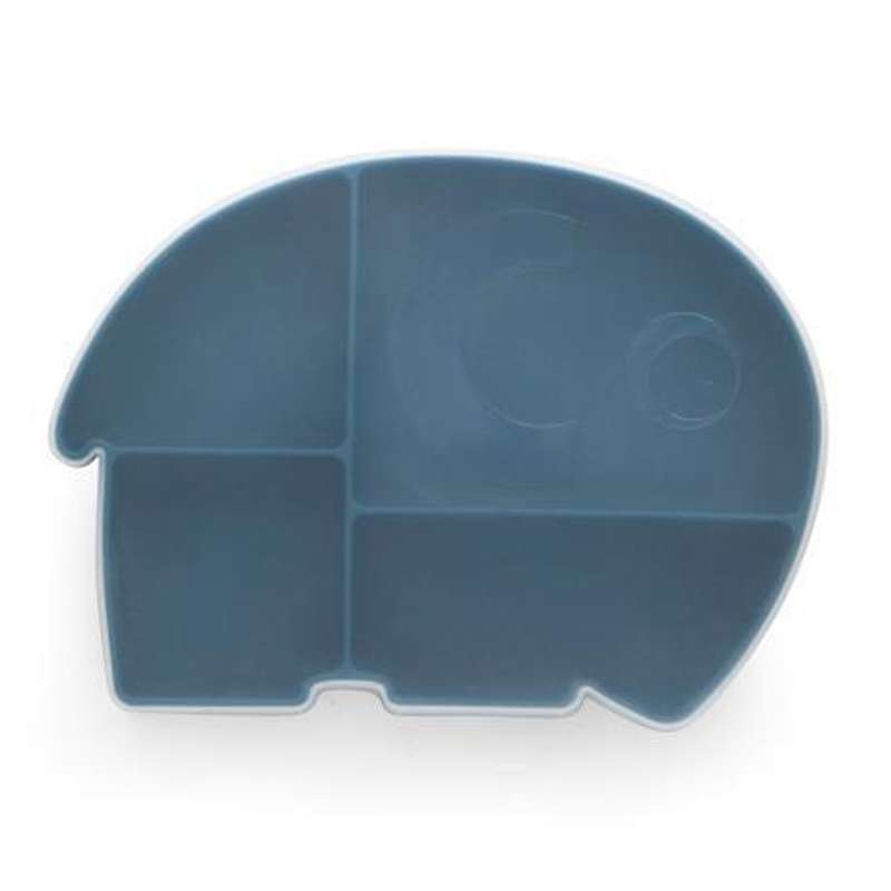 Sebra Silicone plate with lid - Fanto - Nordic Blue