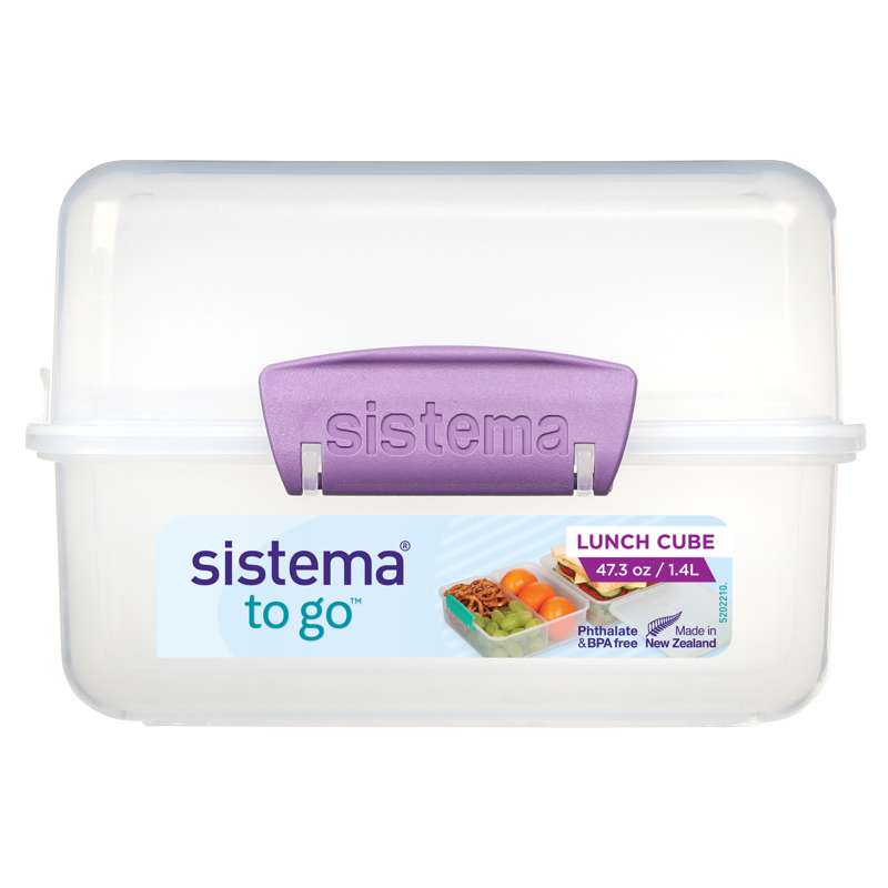 Food Storage Container System - Lunch Cube To Go - 1.4 L - Clear/Misty Purple