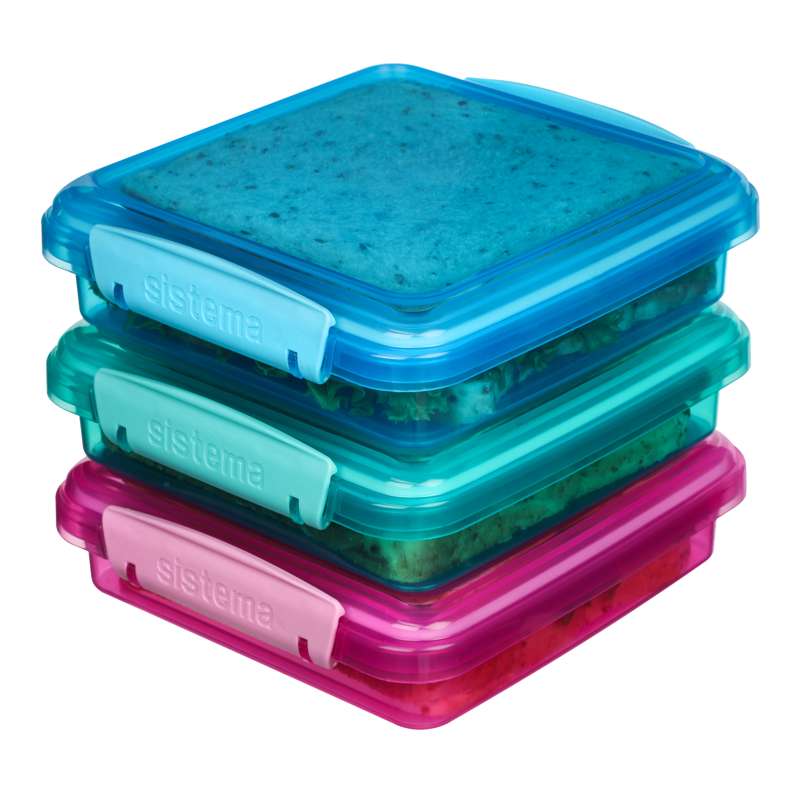 Food Storage Containers System - 3-Pack Sandwich Box - Lunch - 450 ml - Assorted colors.