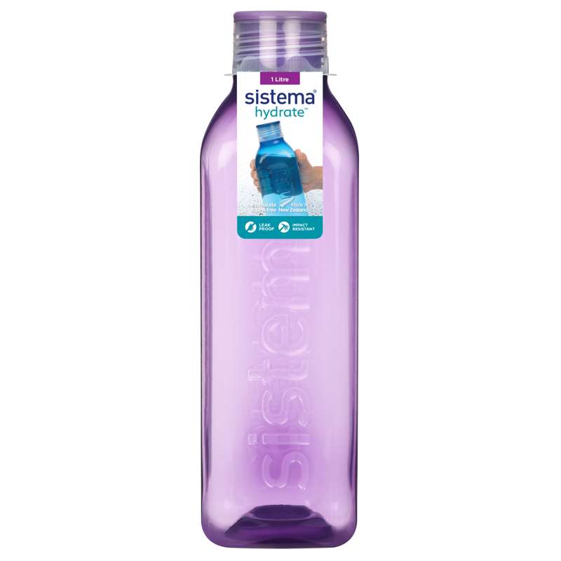 Sistema Water Bottle - Square - 1L - Misty Purple
