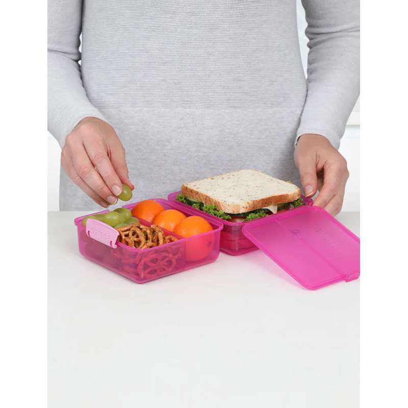 Sistema Lunch Box - Lunch Cube - Divided into 2 Layers - 1.4L - Pink