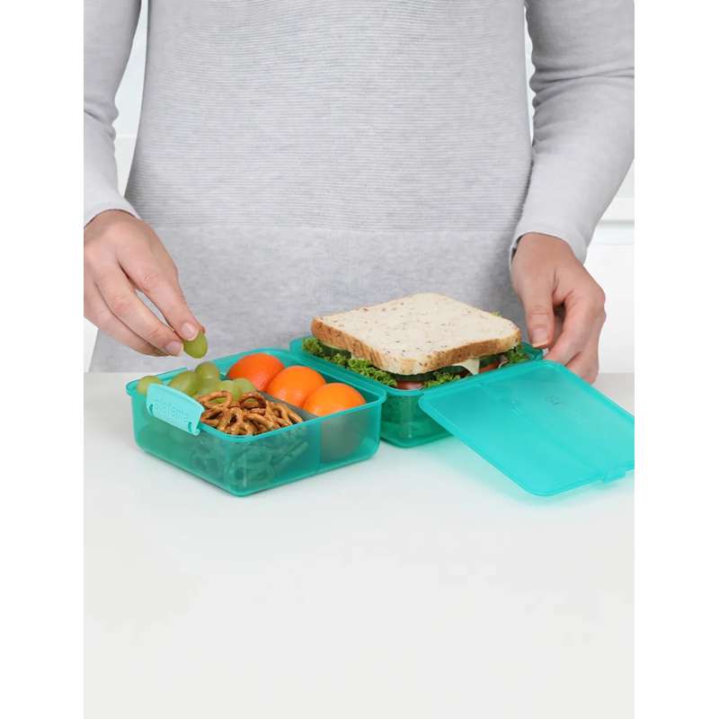 Sistema Lunch Box - Lunch Cube - Divided into 2 Layers - 1.4L - Teal