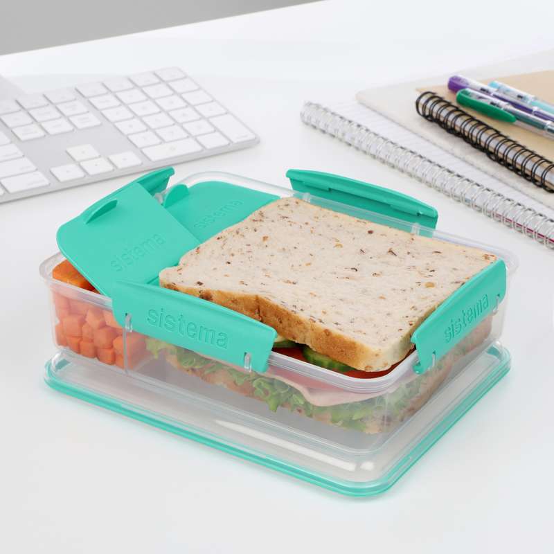 Sistema Lunchbox - Snack Attack Duo To Go - 975 ml. - Clear/Minty Teal