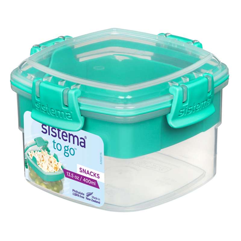Snackbox System - To Go - 2-Part - 400 ml - Clear/Minty Teal