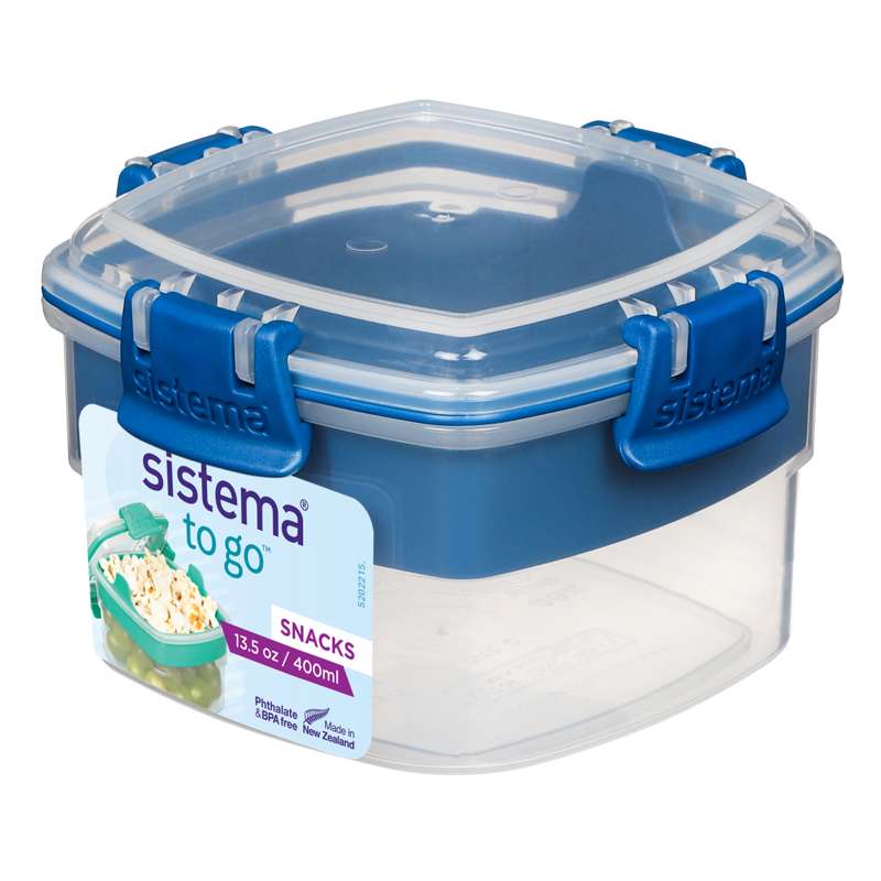 Snackbox System - To Go - 2-Part - 400 ml - Clear/Ocean Blue