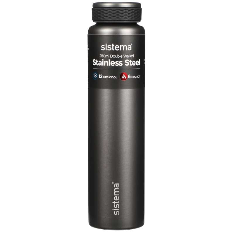 Sistema Water Bottle - Stainless Steel - 280 ml - Dark Grey