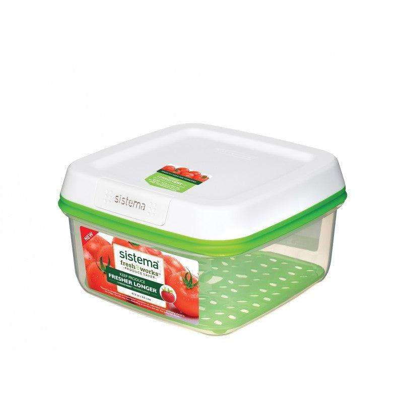 Fresh Works Container - Large Square - 2.6L - clear/green