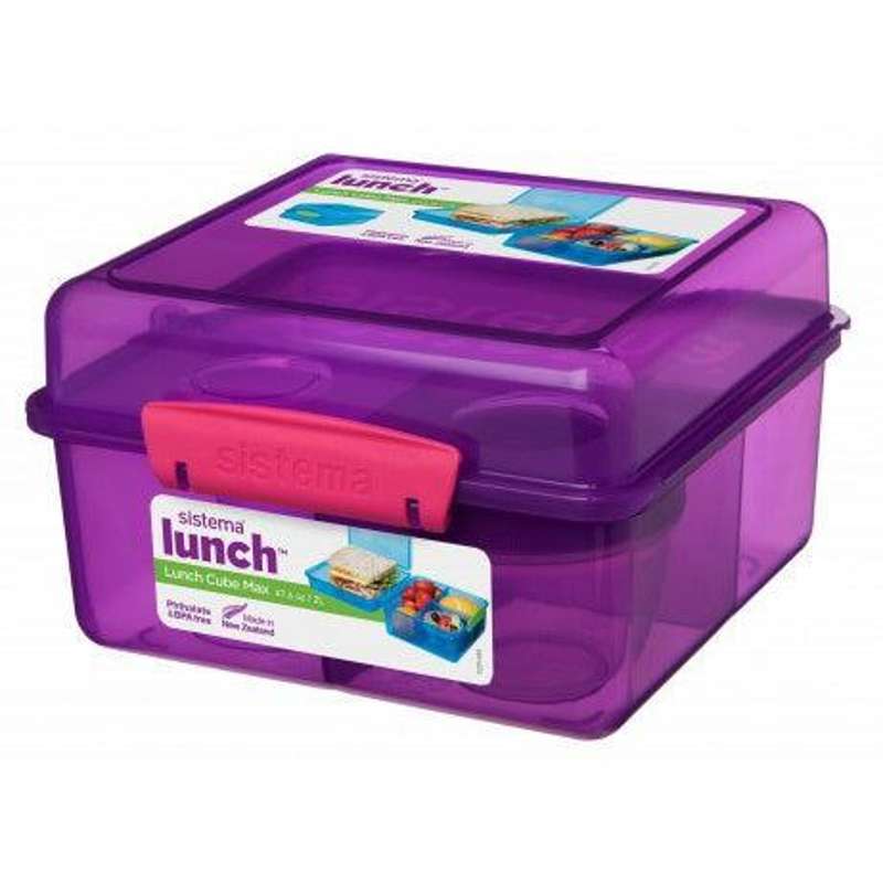 Sistema Lunch Box - Lunch Cube Max - Divided into 2 Layers with Container - 2L - Purple