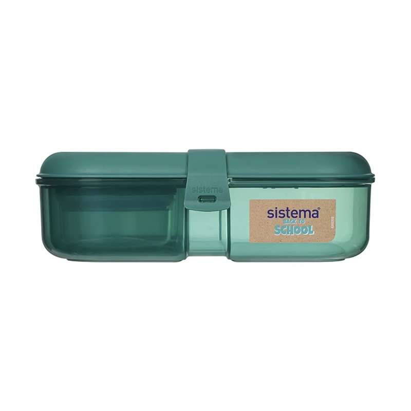 Sistema Lunch Box - Ribbon Lunch - Compartmentalized with Container - 1.1L - Back to School - Ocean Green
