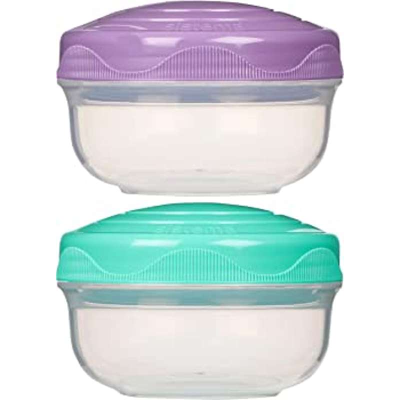 Sistema Portion Pod Buckets with Screw Lid - 2-Pack - 210 ml - Minty Teal/Misty Purple