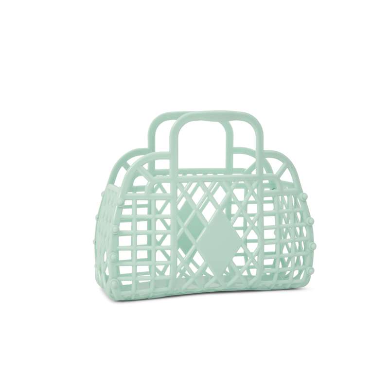 Sun Jellies Retro Basket Beach Bag - Mini - Mint