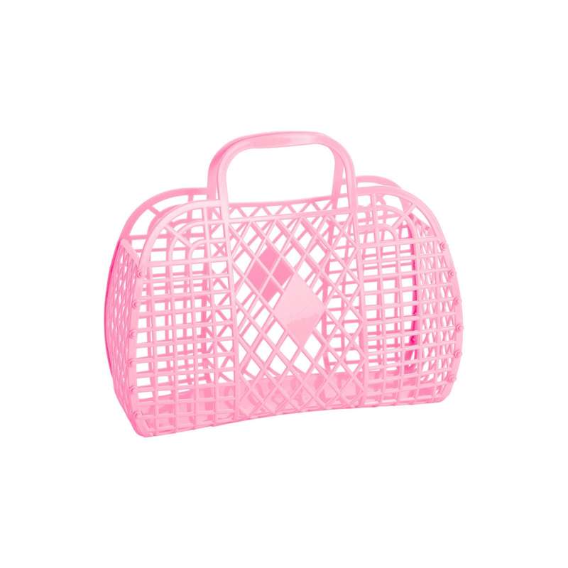 Sun Jellies Retro Basket Beach Bag - Small - Bubblegum Pink