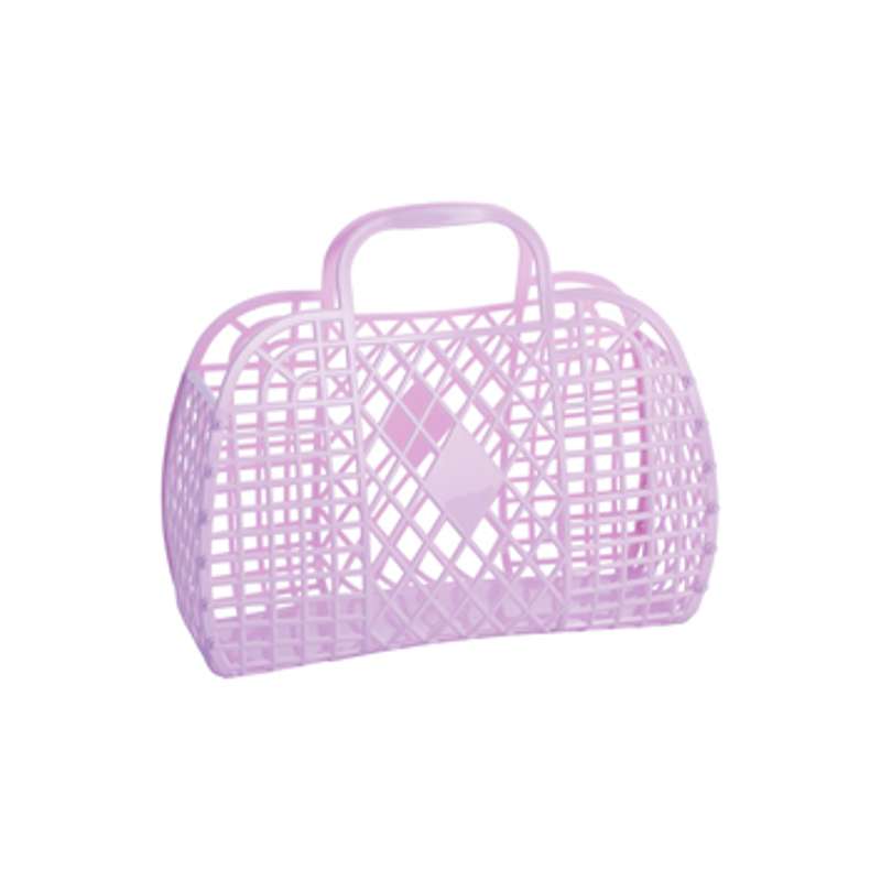 Sun Jellies Retro Basket Beach Bag - Small - Lilac