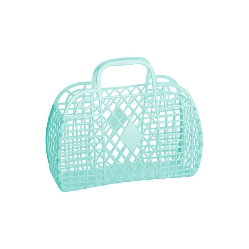 Sun Jellies Retro Basket Beach Bag - Small - Mint