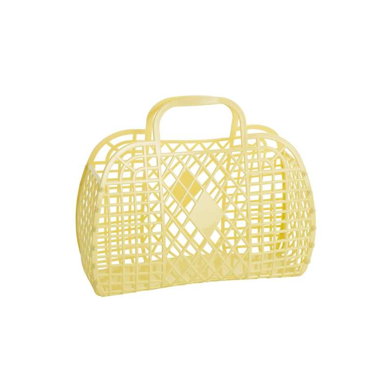 Sun Jellies Retro Basket Beach Bag - Small - Yellow
