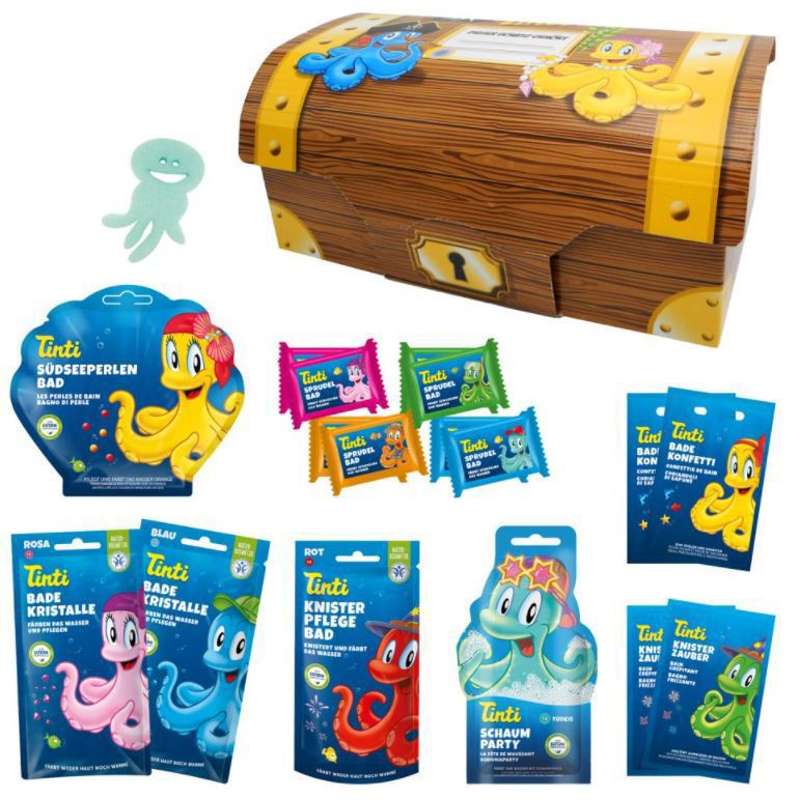 Tinti Treasure Chest with 19 Products for Bath Fun