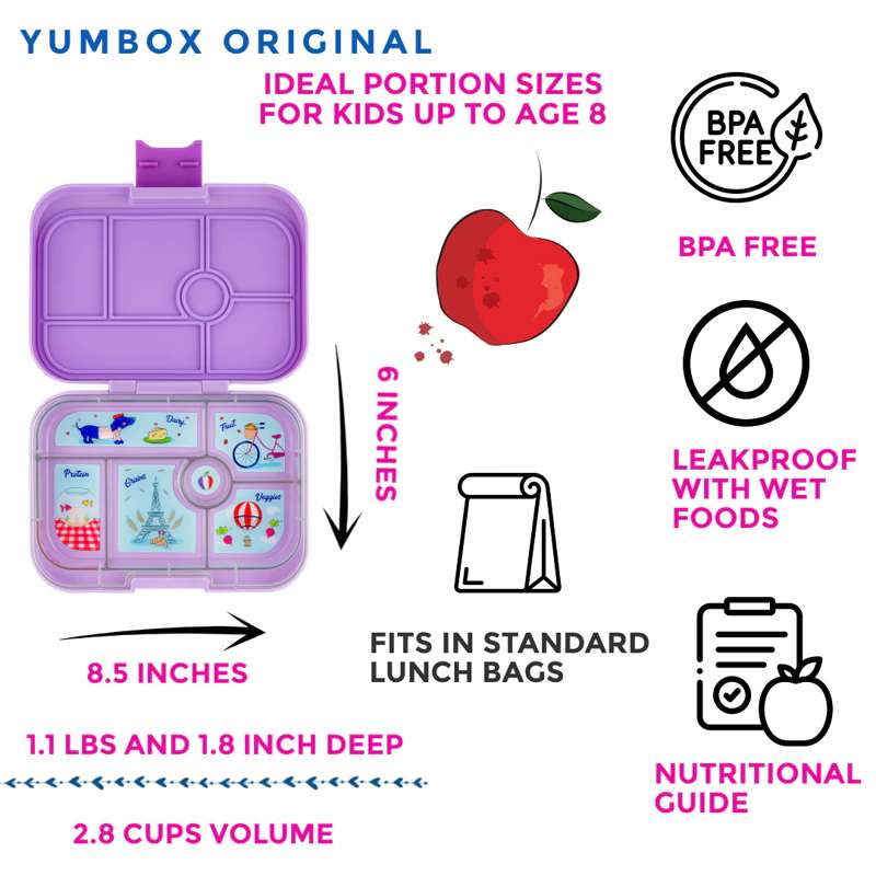 Yumbox Lunchbox - Original - 6 compartments - Lulu Purple/Paris I Love You