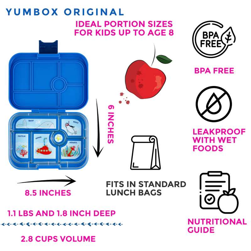 Yumbox Lunchbox - Original - 6 compartments - Surf Blue/Submarine