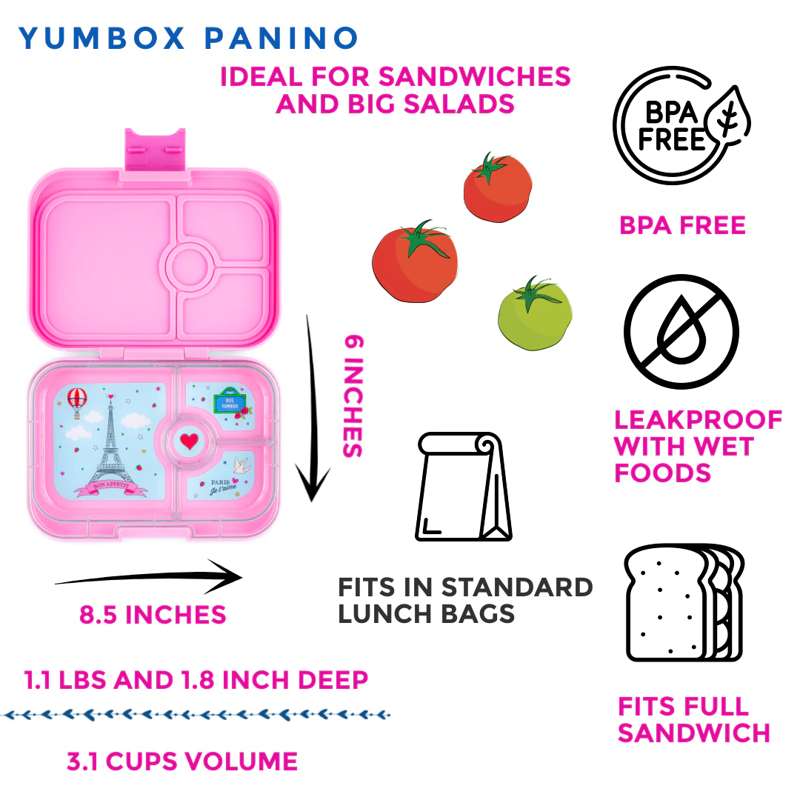 Yumbox Lunchbox - Panino - 4 compartments - Fifi Pink/Paris I Love You